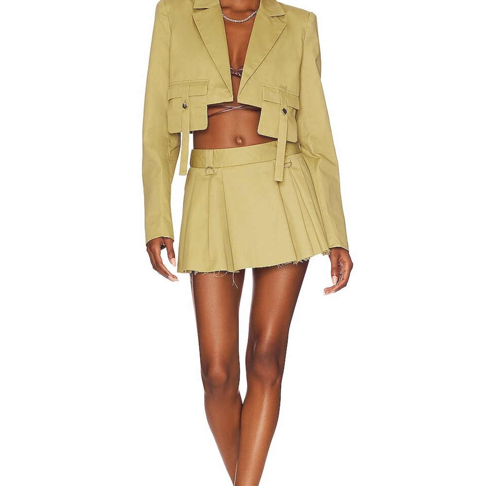 Mini Pleated Parsons Skirt Green